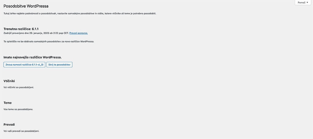 WordPress posodobitve